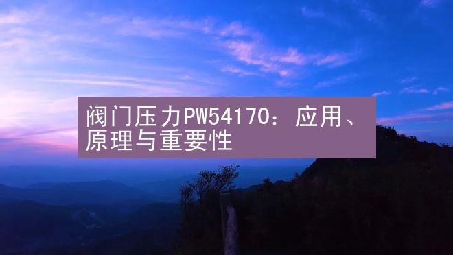 阀门压力PW54170：应用、原理与重要性