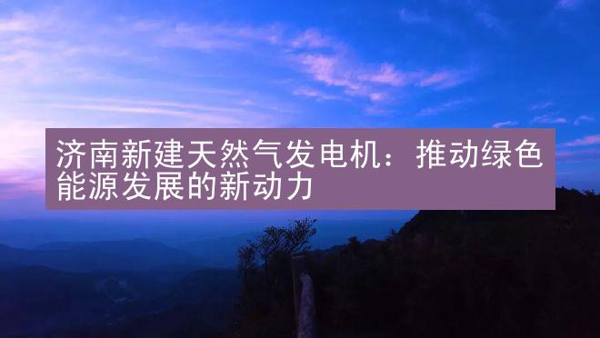 济南新建天然气发电机：推动绿色能源发展的新动力